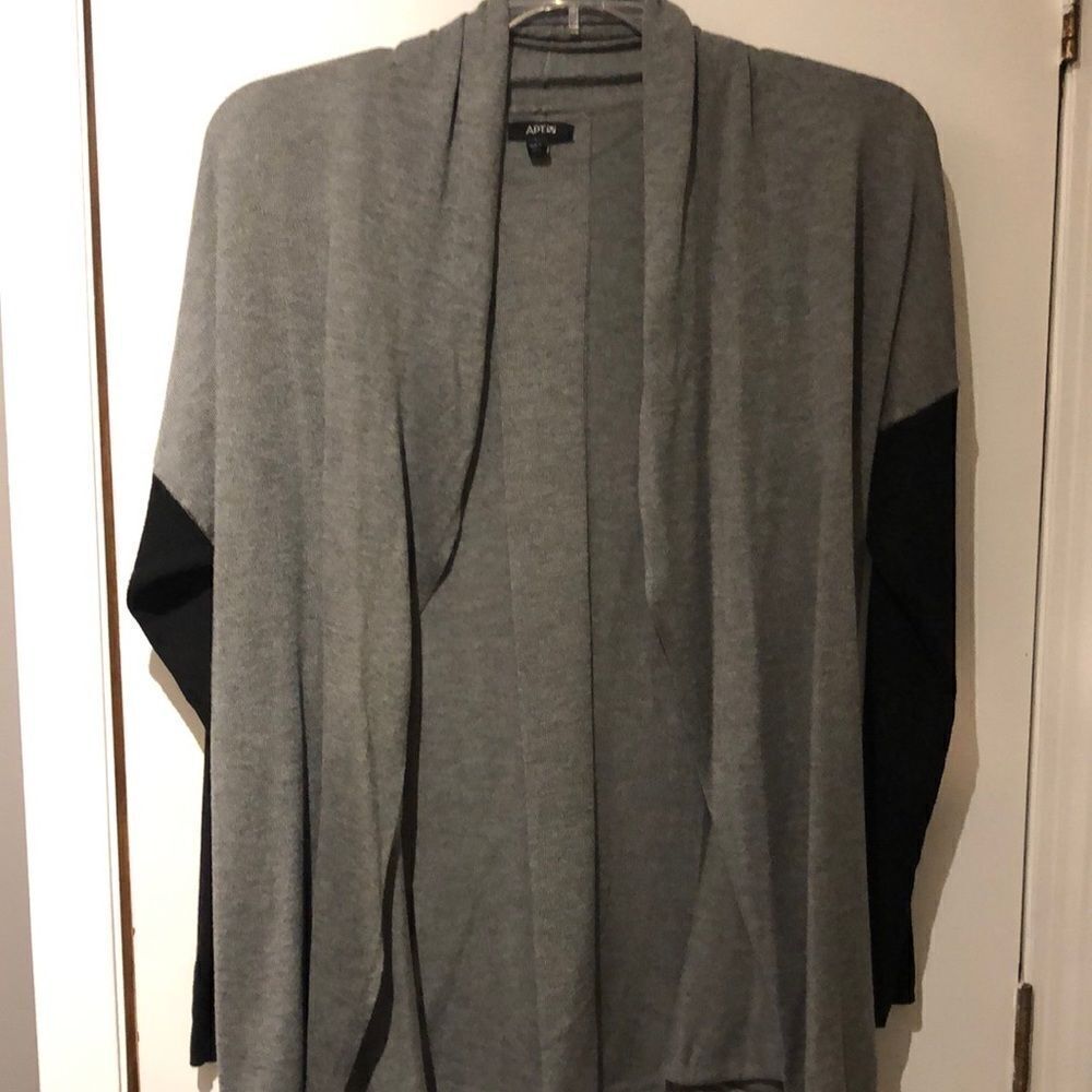 Apt. 9 Gray & Black Open Front Cardigan